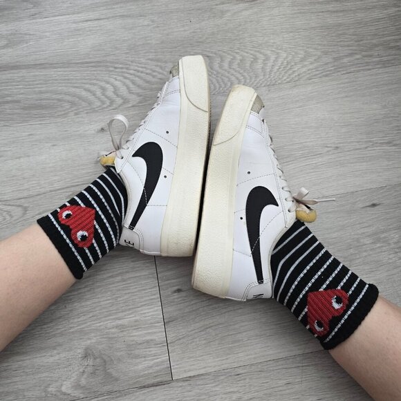 Nike | Blazer '77 white leather black sporty low-top platform sneakers | WMS 6 - Picture 8 of 11